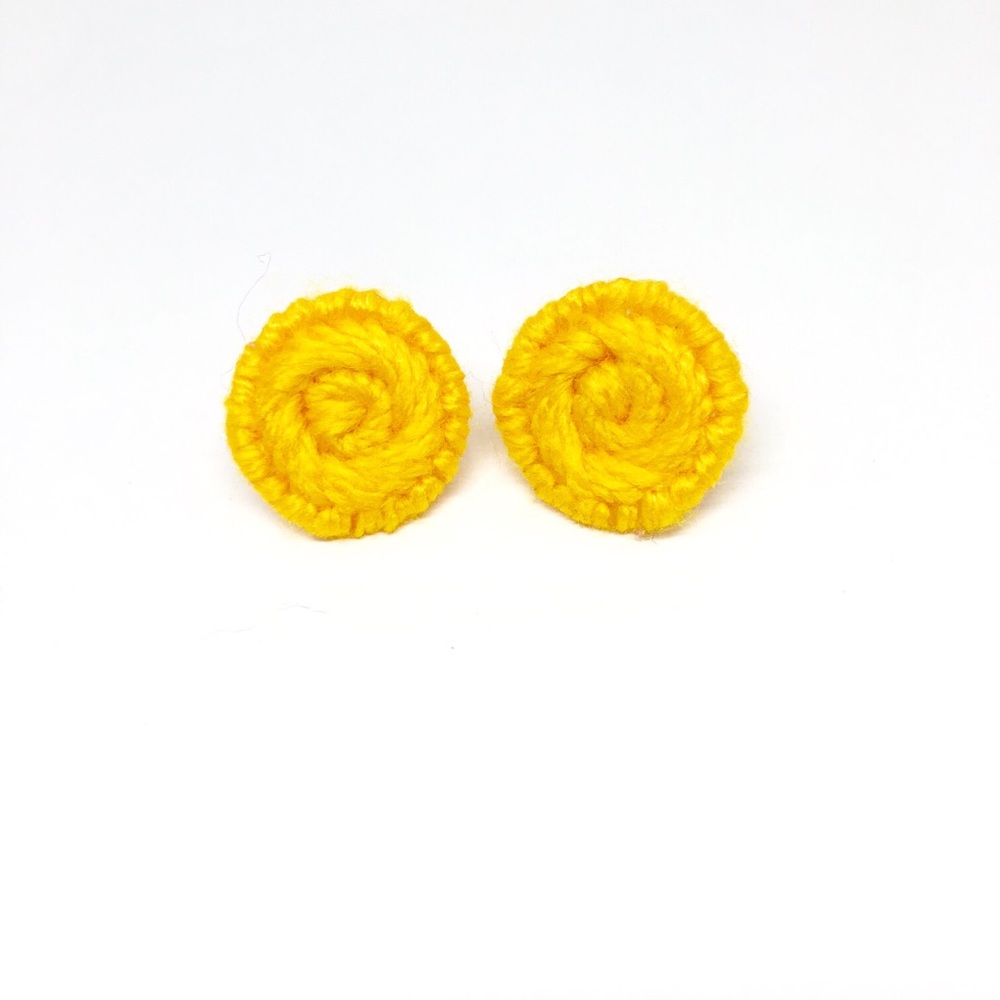 Yellow Button Stud Earrings